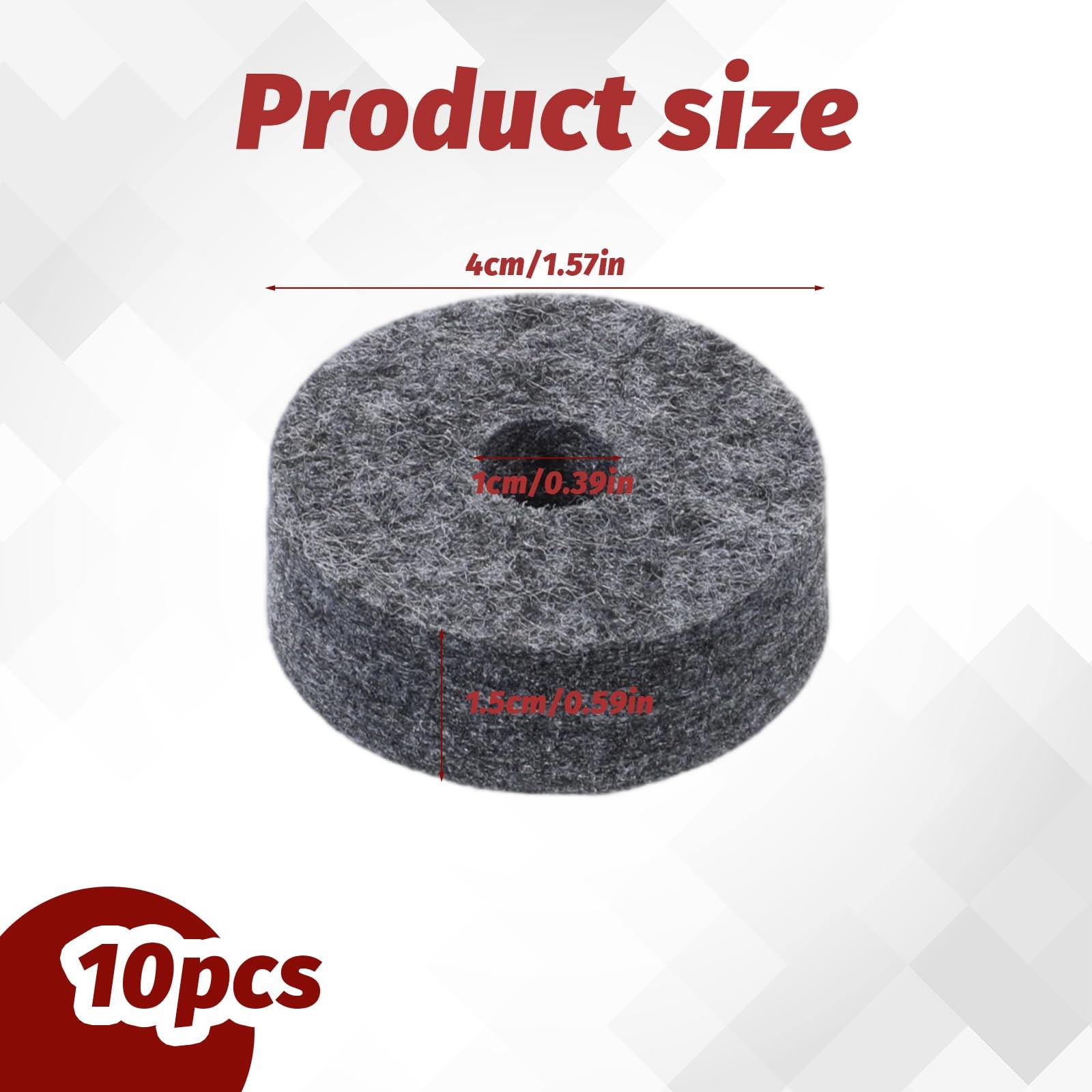 10 PCS Soft Cymbal Stand Felt Washer Round Grey Replacement Accessory
