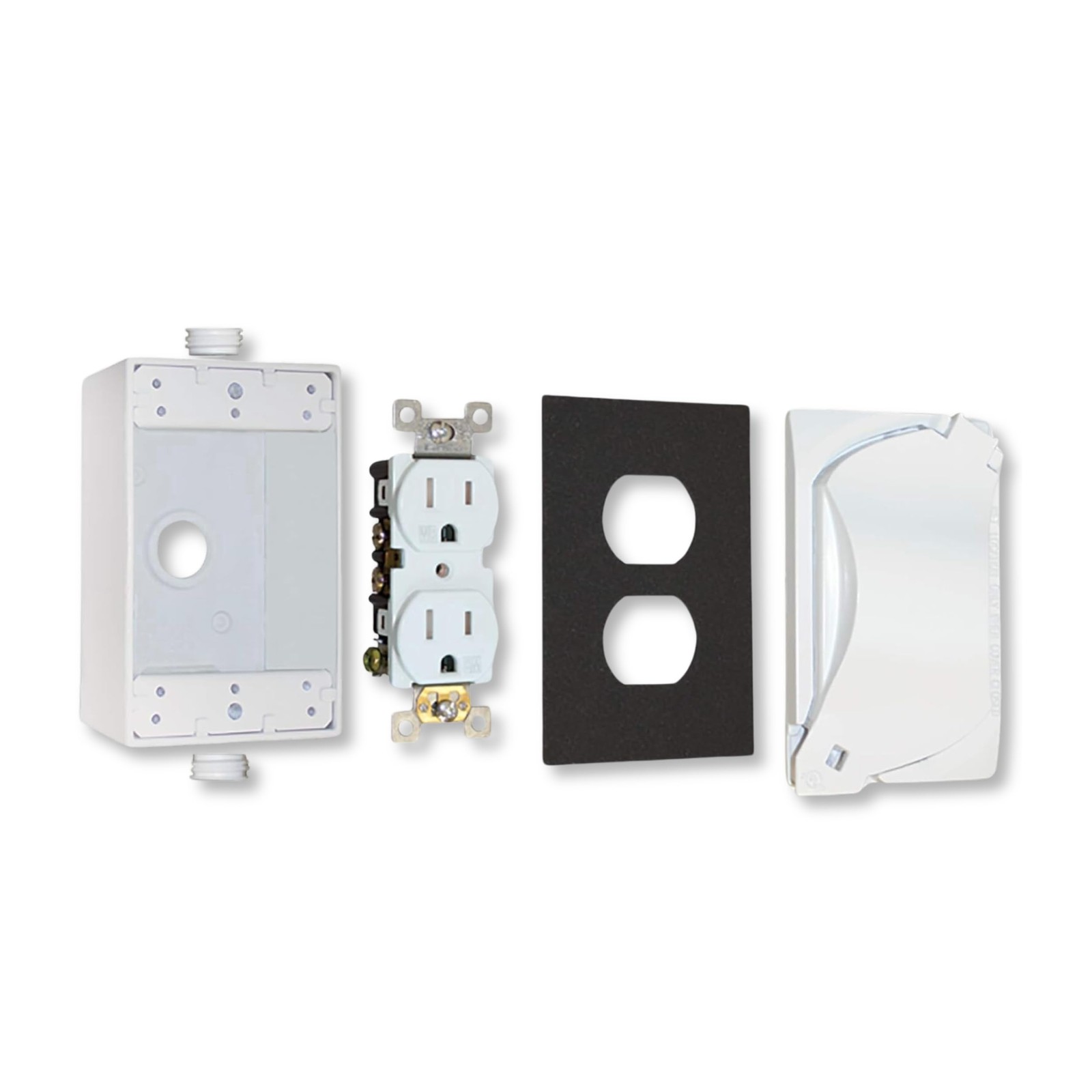 16446WH Universal Metal Weatherproof Outdoor Electrical Outlet Kit with Unive...