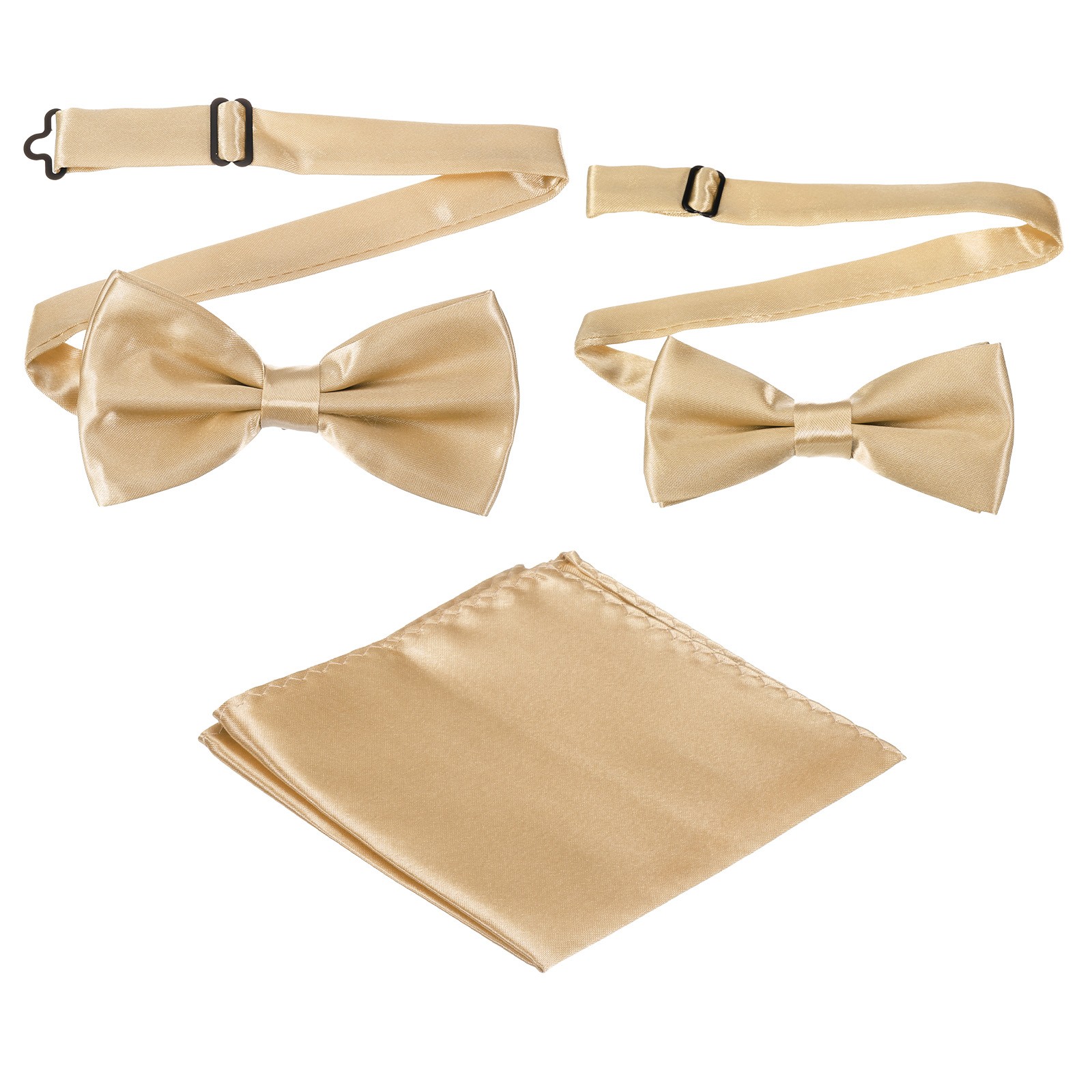 Bow Tie for Men, Adjustable Bow Ties with Pocket Square(Champagne Gold, 2Size)