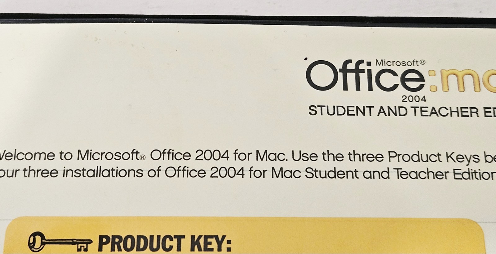 Microsoft Office Mac 2004 Student and Teacher Edition Software 3 keys w/ booklet