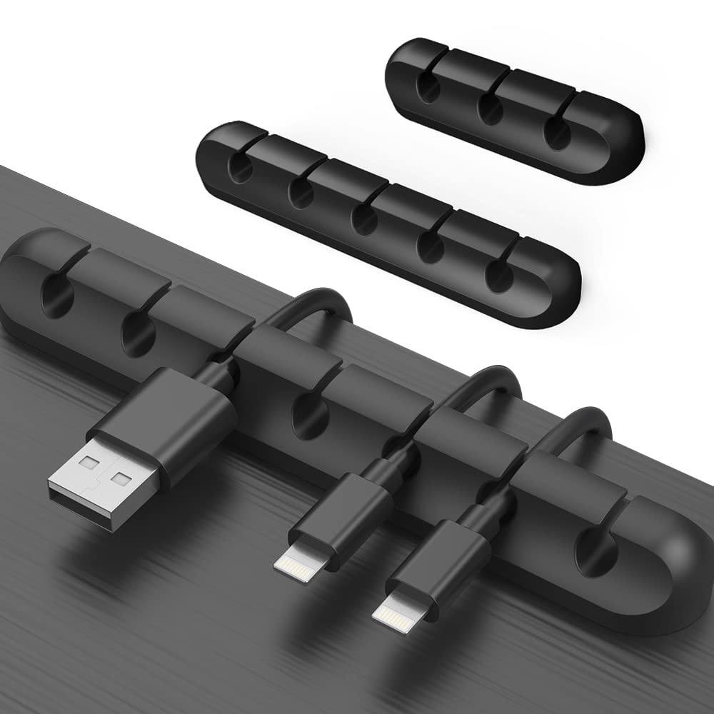 Cable Clips Cord Management Organizer, 3 Packs Large&Medium&Small, Black