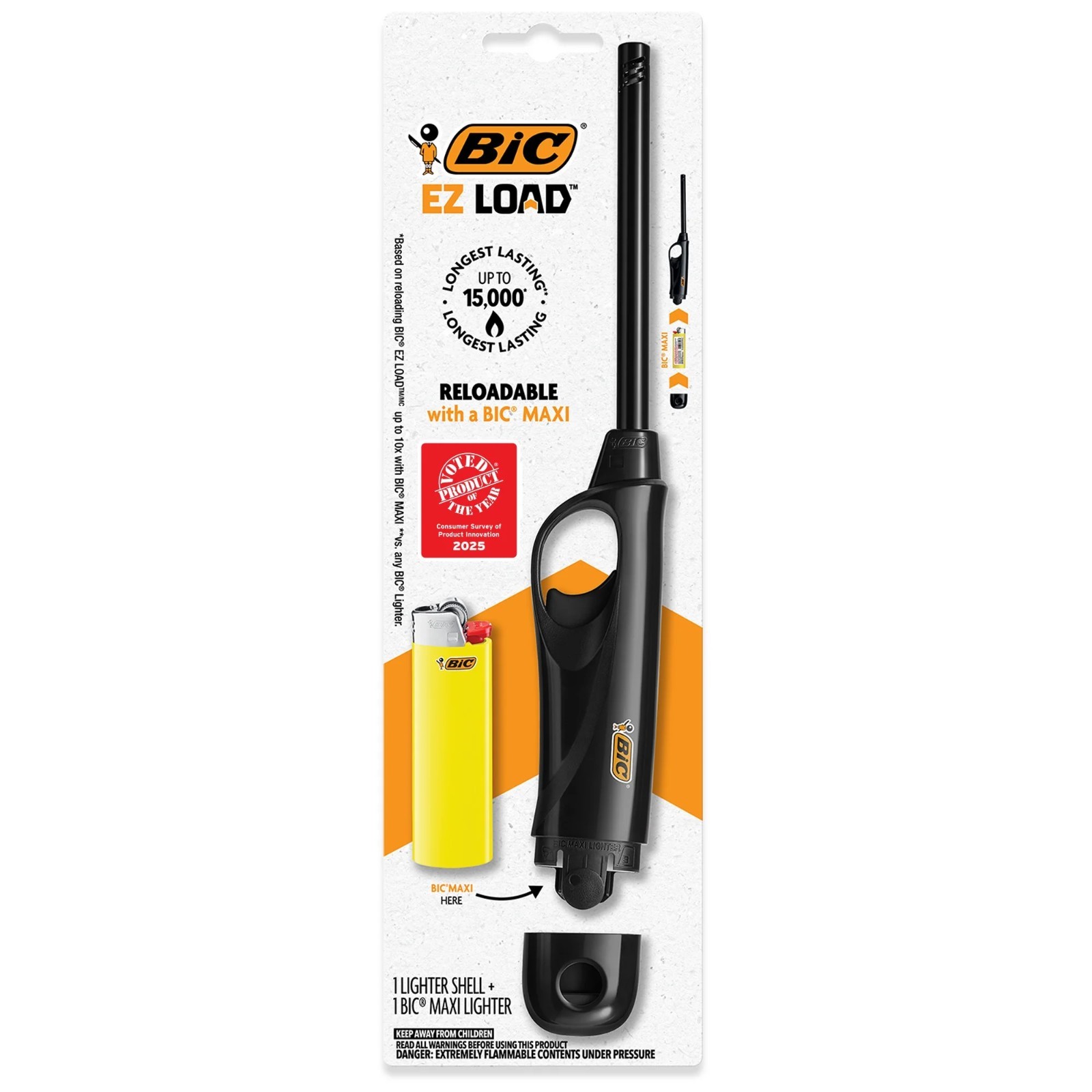 BIC EZ LOAD Multi-Purpose Lighter Set: Long Lighter Shell & Maxi Pocket Lighter