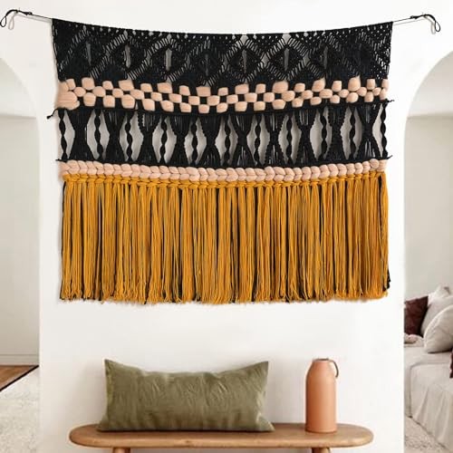 Macrame Wall Hanging Woven Macrame Wall Decor Boho Wall Decor Handmade Black