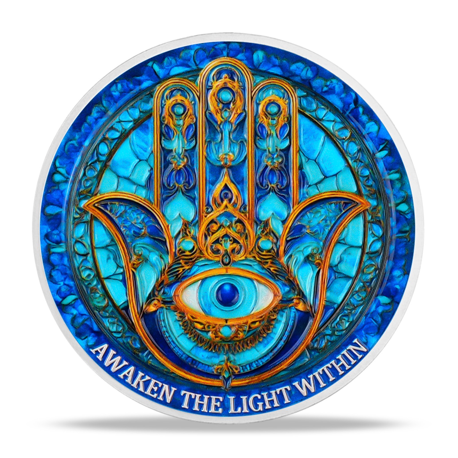 Lucky Challenge Token Coin Fun Hamsa Hand & Mandala Collectible Gifts For Men