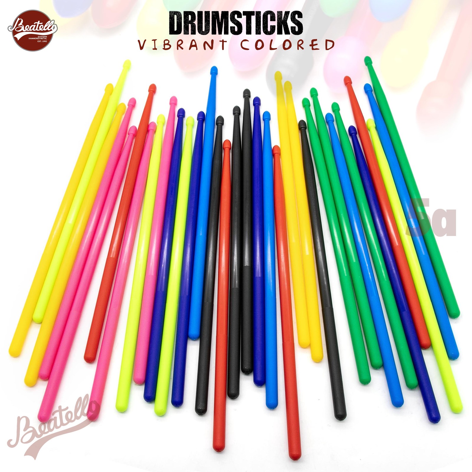 Beatello 5A Nylon Resin Drum Sticks 10 Pair Durable Practice Drumsticks Colors
