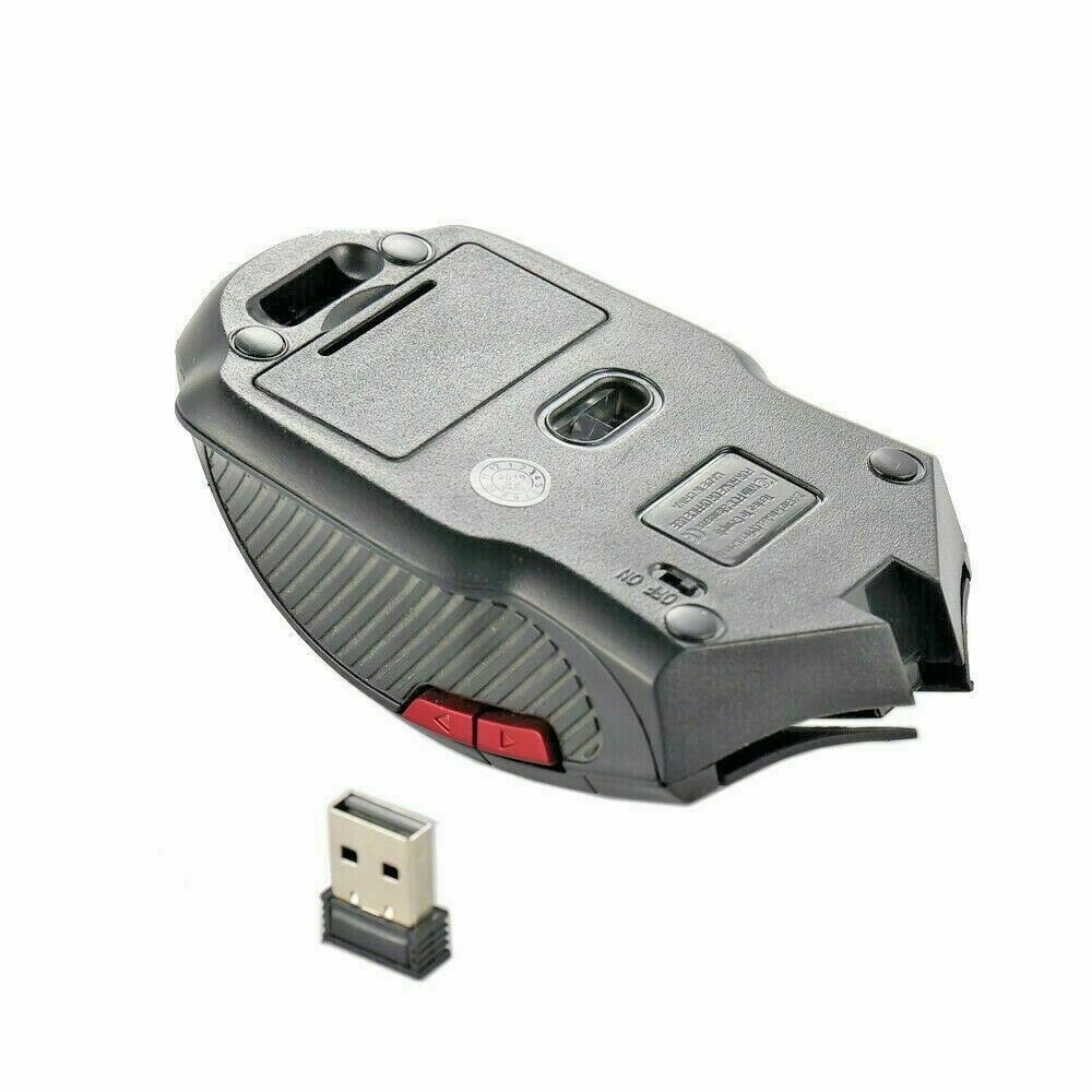 Wireless Gaming Mouse 2.4G Portable Optical Desktop Laptop - 6 Buttons BLACK USA