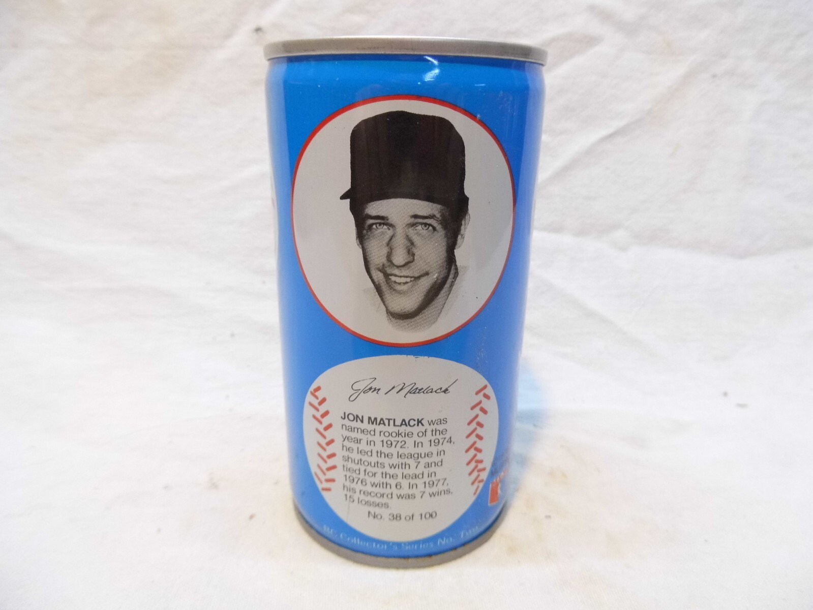 ROYAL CROWN RC COLA BASEBALL C/S SODA CAN~JON MATLOCK #38/100