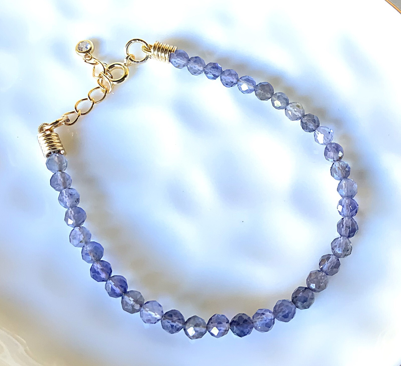 IOLOITE MINIMALIST 3mm gemstones adjustable extension chain gift idea