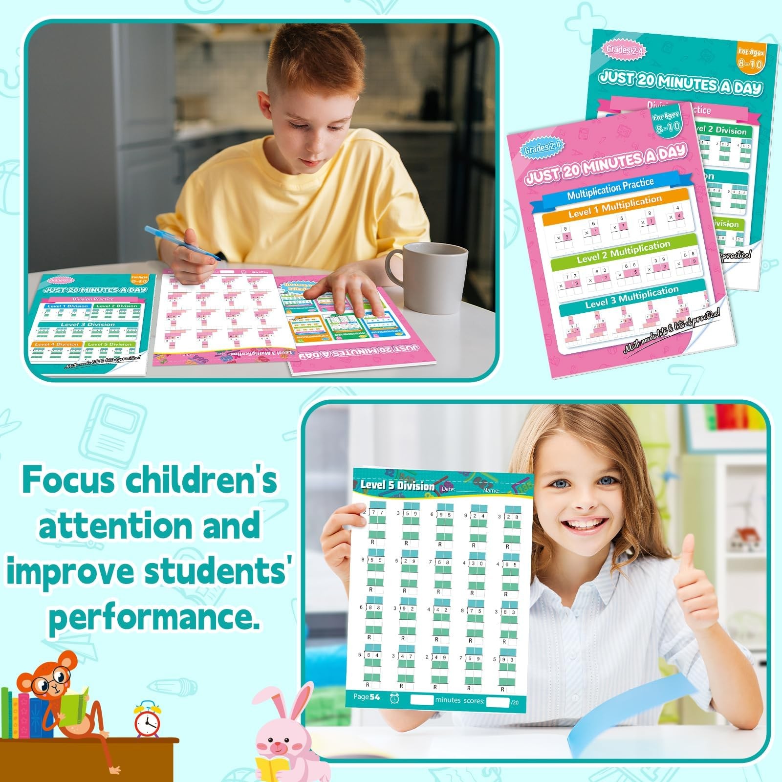 Multiplication and Division Workbook Math Worksheets Grade 25 2 PCS