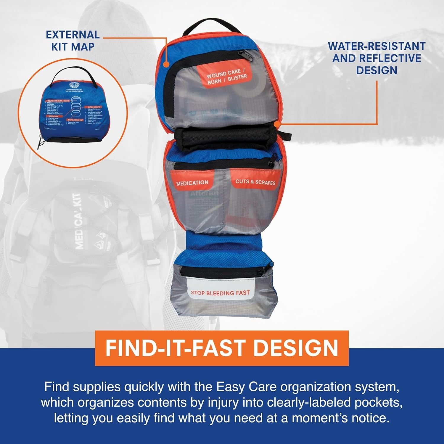 Durable Hiking First Aid Kit for 2 - Complete Care with Trauma Pad & Bandages