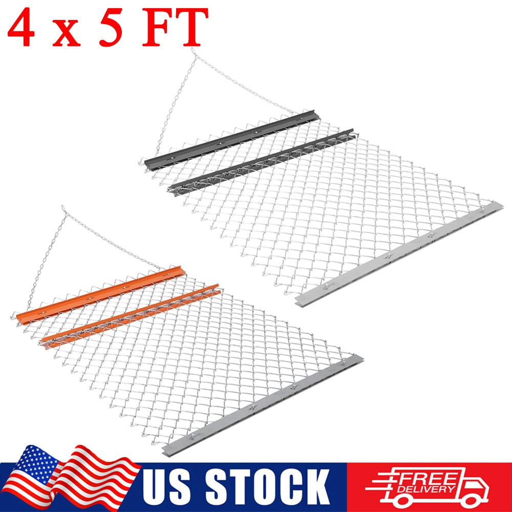 Drag Harrow 4 x 5 ft Heavy Duty Tow Behind Chain Harrow Rake for ATV UTV Tractor