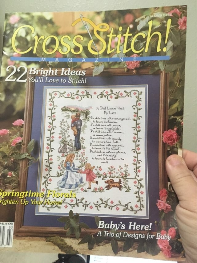 Cross Stitch! Magazine Number 3  year 1991 ~ 22 charts patterns kittens, child +