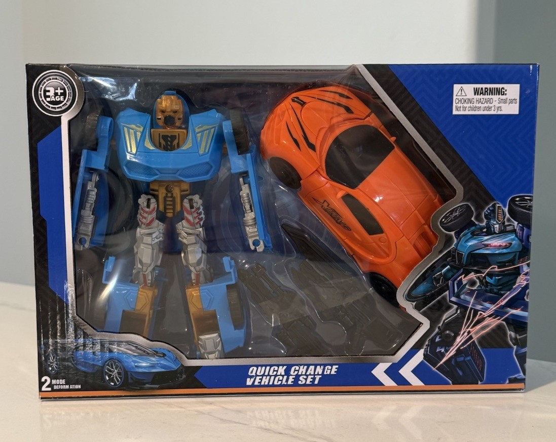 Robot Warriors 2 Pack Teal Robot/Car Transforming Robot Quick Change Vehicle Set