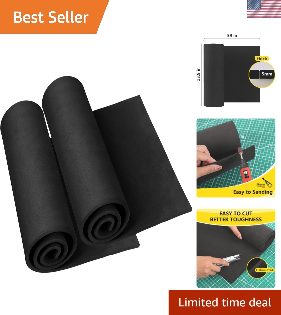 2-Pack  EVA Foam Sheets - 5mm Thick Craft Foam for Cosplay & DIY Projects