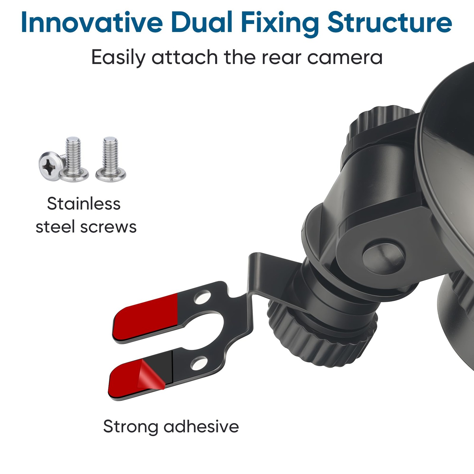 Universal Rear Camera Mount with Suction Cup –Compact Adjustable Dash...