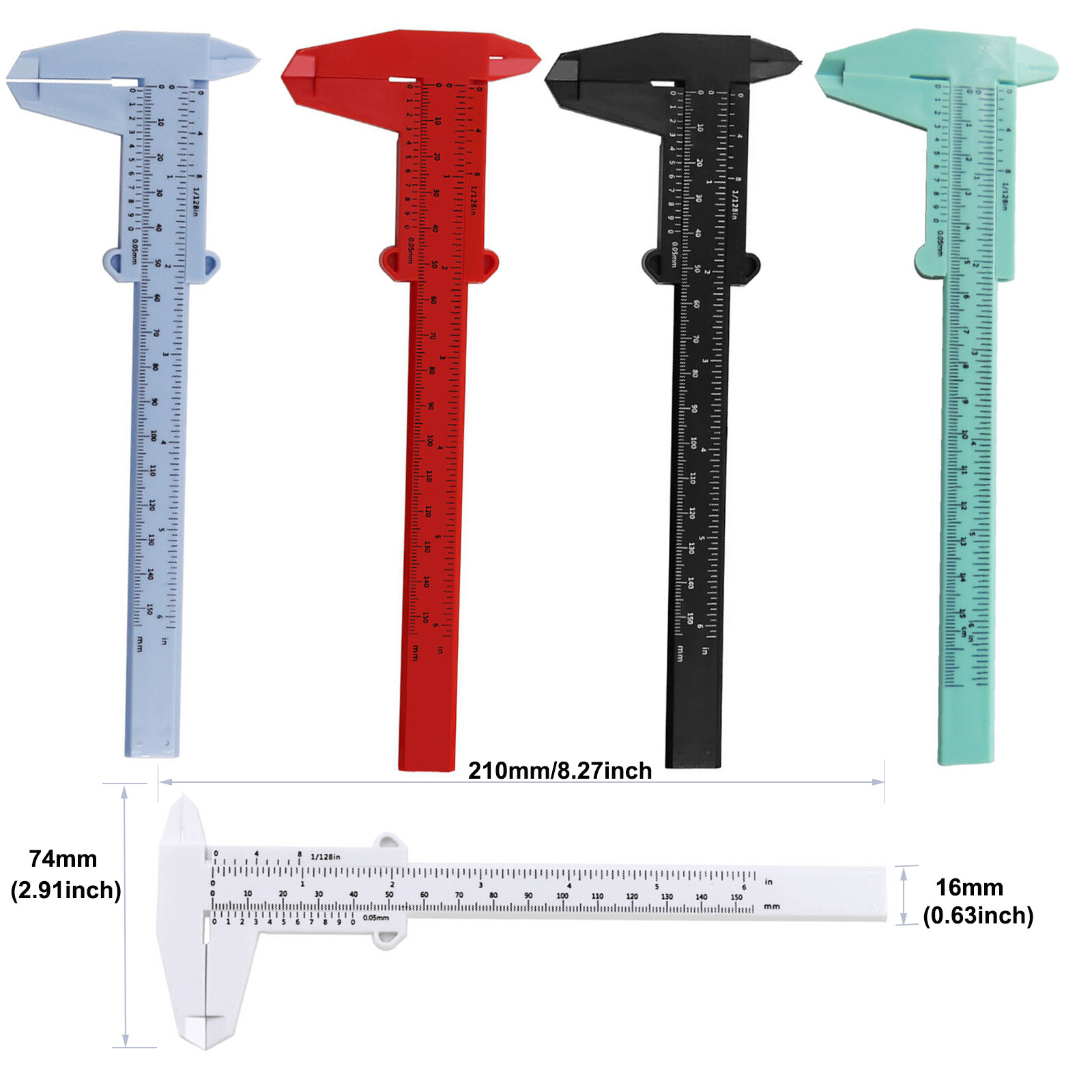 150mm Mini Double Scale Plastic Vernier Caliper Ruler Measuring Tool Inch/Metric