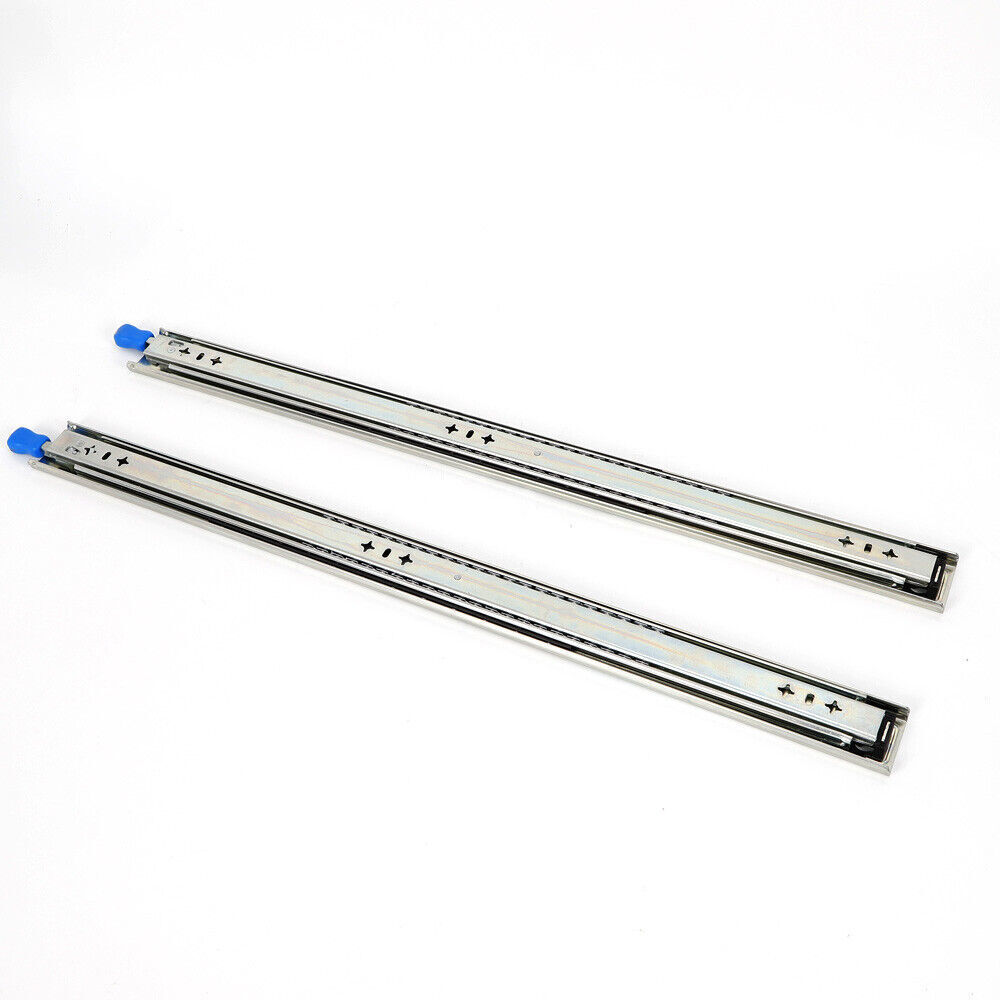 1 Pair Professional Silver Heavy Drawer Slides With Lock 32 Inch Full Extension