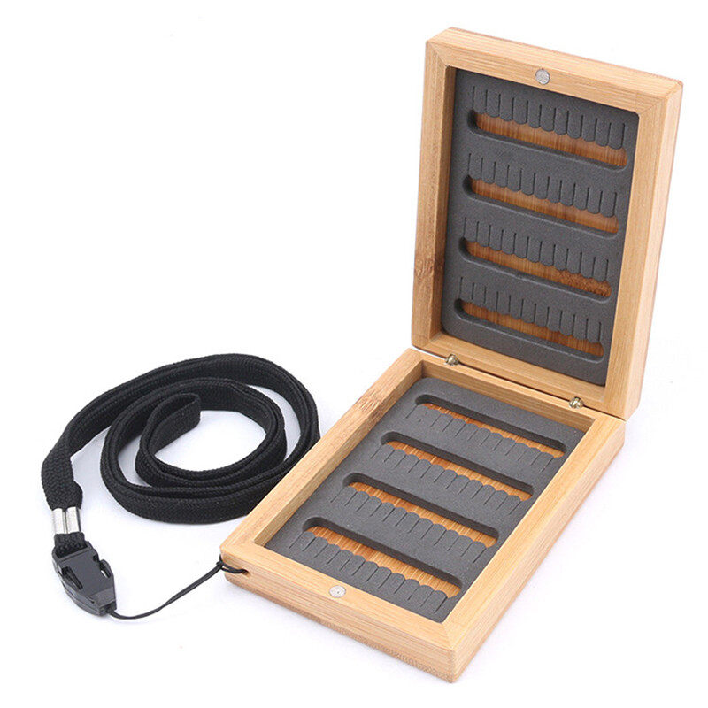 Wooden Fishing Tackle Box Bamboo Fishing Tackle Organizer Fly Fishing Lure Case
