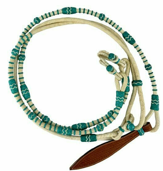 Western Saddle Horse 12 Plait Braided Leather Romal Romel Reins w/ Leather End