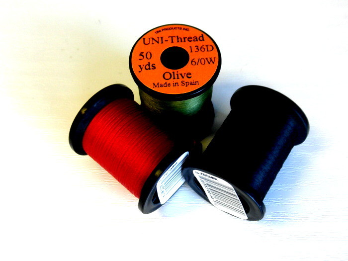 Fly Tying Thread, 3 x Uni Pre-Wax thread, Pack of Three, Choice of colours #6/0