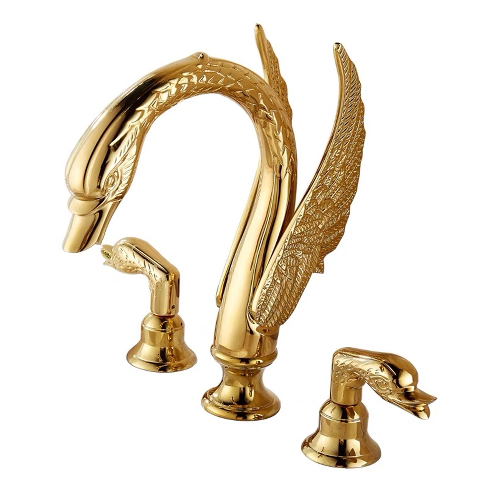Gold Swan Bathroom Sink Faucet 3Hole Widespread Vanity Basin Mixer Faucet Taps