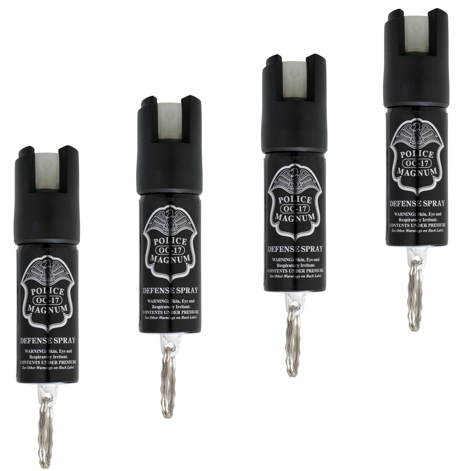 4 Pack Police Magnum OC Self Defense Pepper Spray Keyring Lot Glow In Dark .50oz