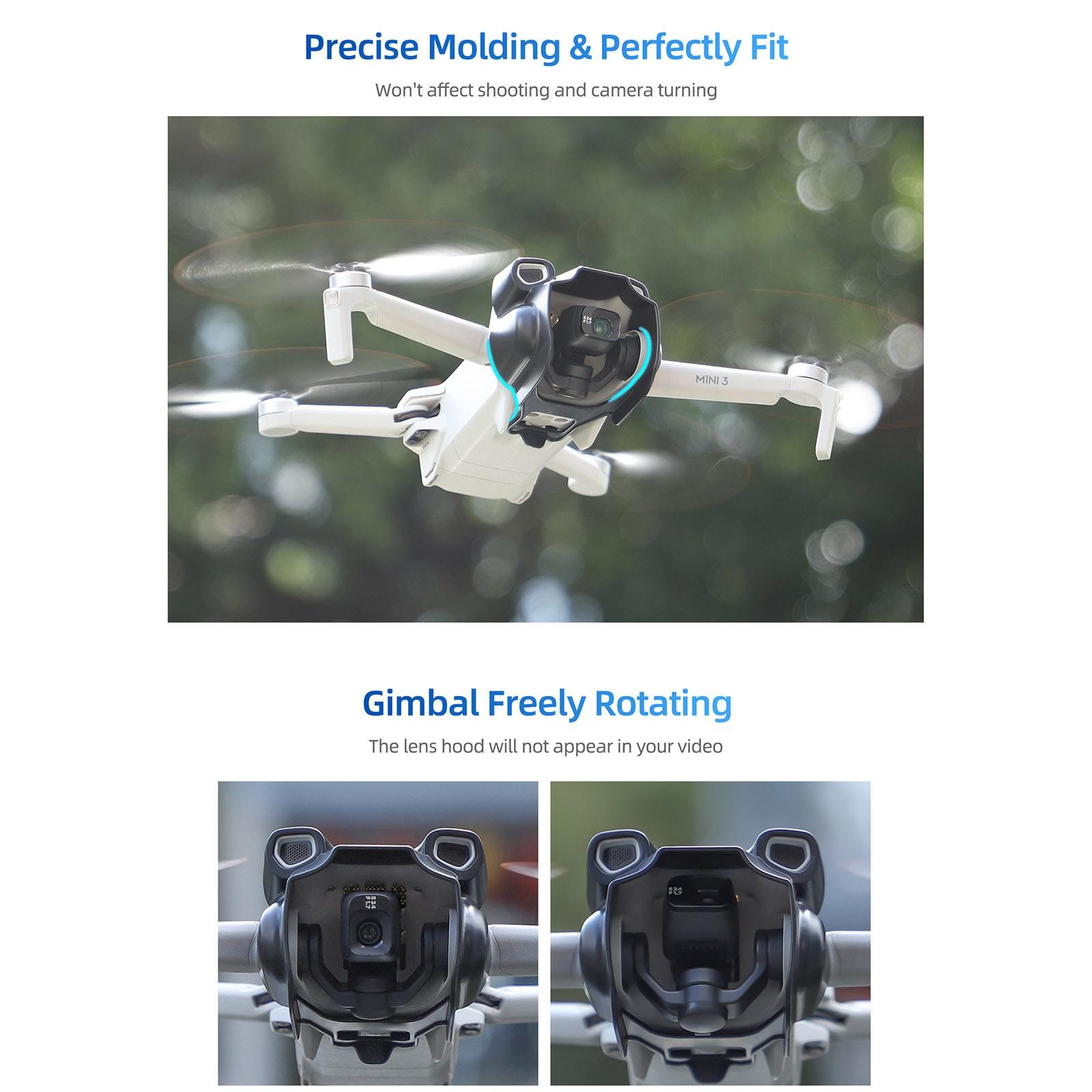 1Pc Black Lens Hood Guard Gimbal Sun Shade Cover For DJI Mini 3 Drone Accessory