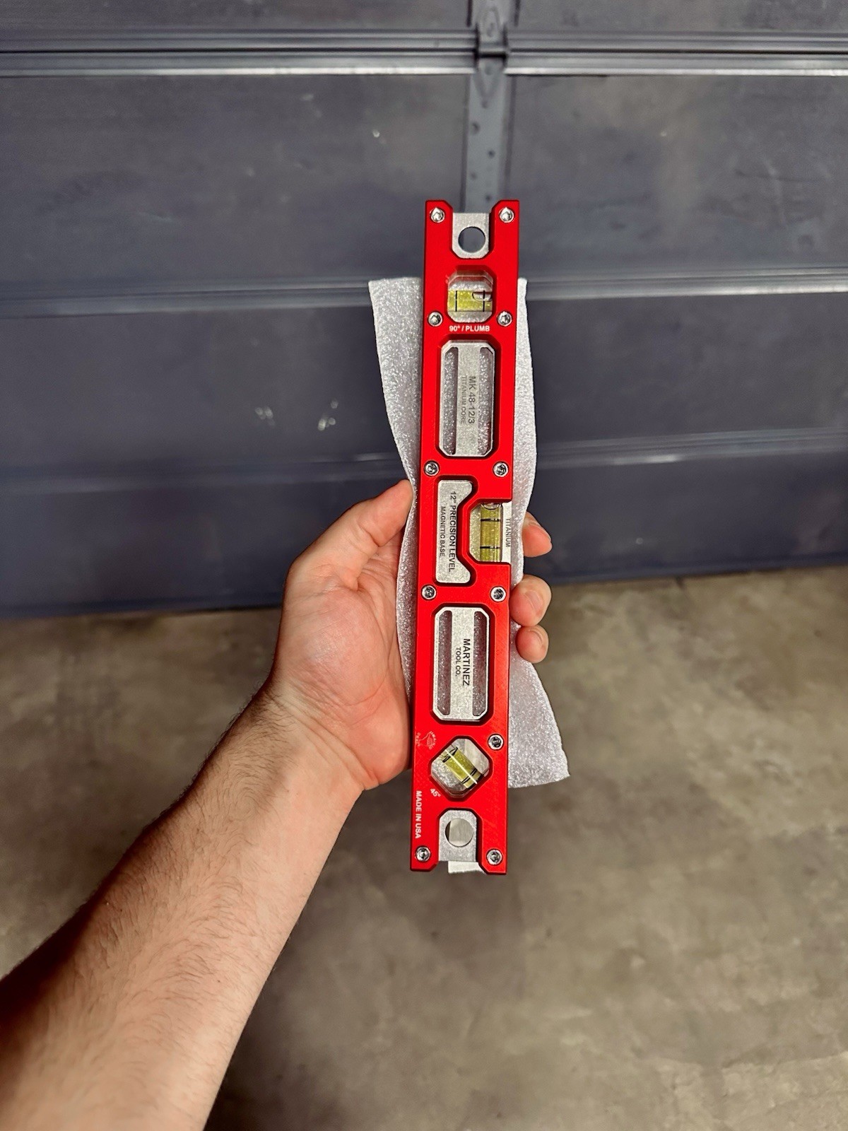 Martinez Tool Co. Titanium Core 12” Magnetic Torpedo Level Red - USA