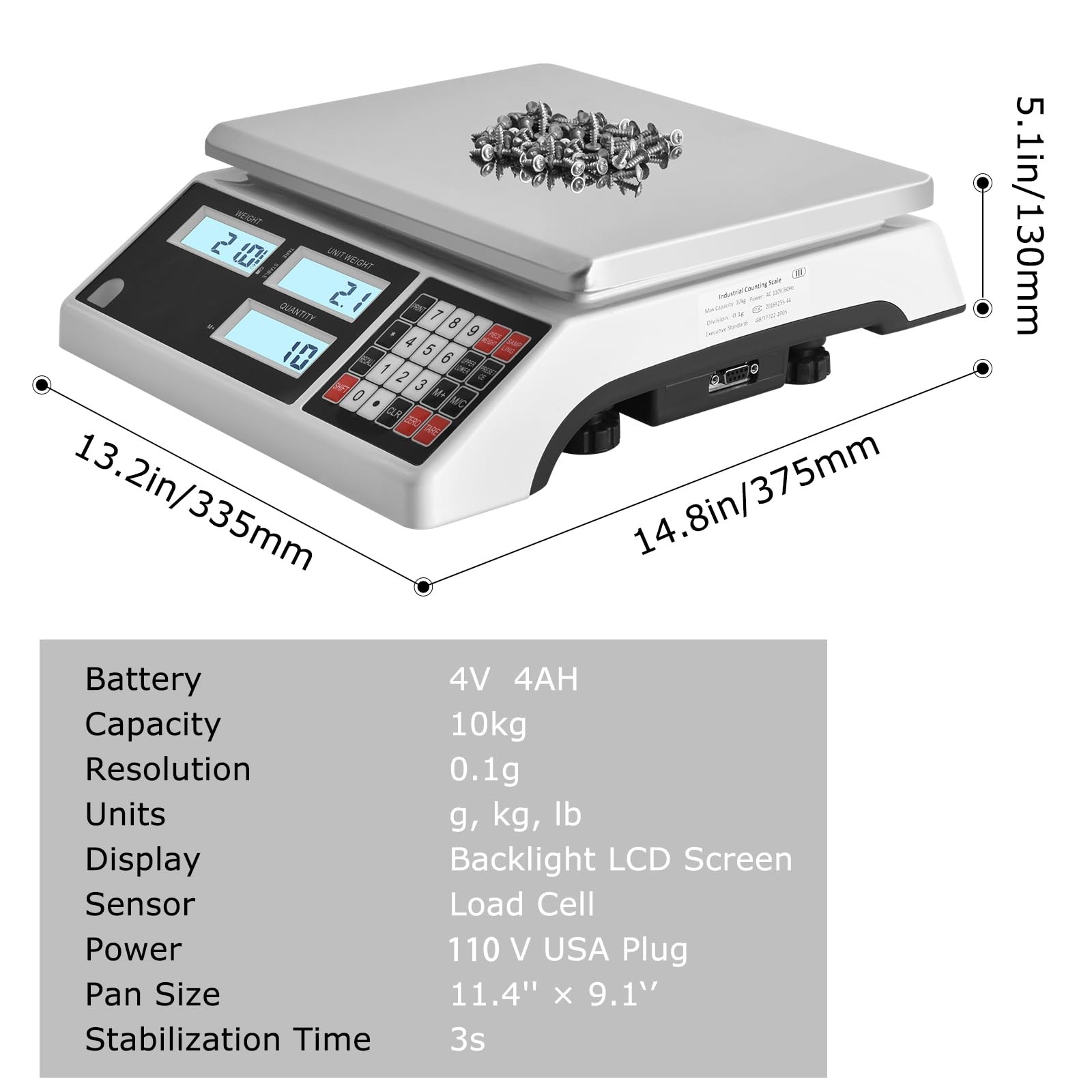 Digital Counting Scale 10kg 0.1g RS232 Inventory Computer Serial Connection