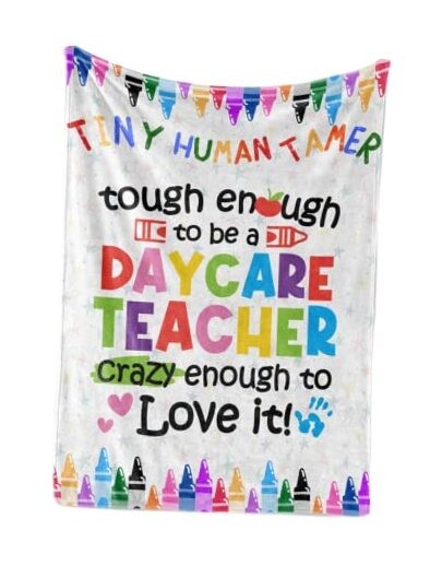 Tiny Human Tamer Teacher Appreciation Gifts, Flannel 50“ x 65” Daycare Teacher