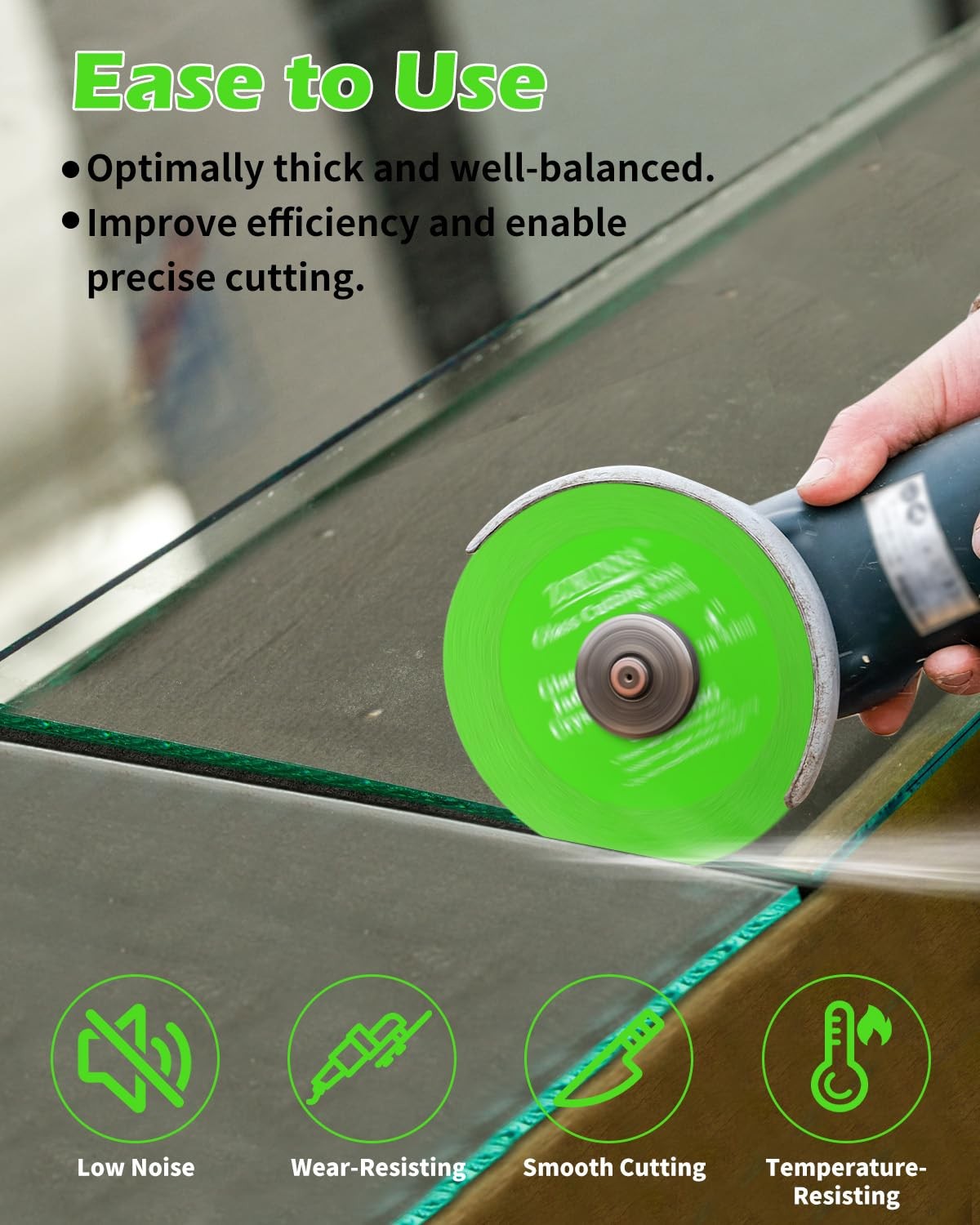 Glass Cutting Disc for 4-1/2" Angle Grinder, 3 Pack Cutter 4.5, Green