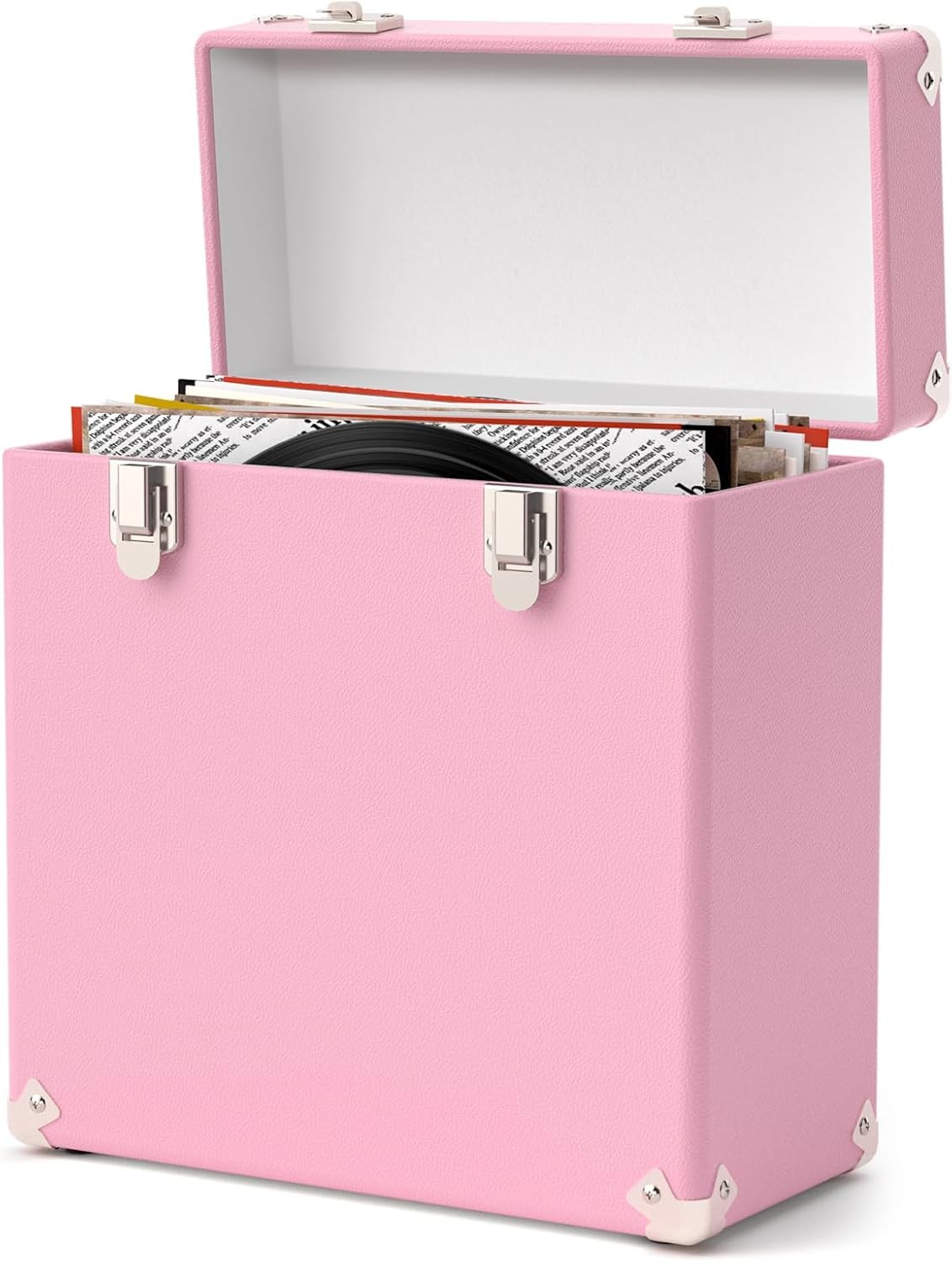 Vinyl Storage and Carrying Case, Waterproof Dustproof Portable Pink