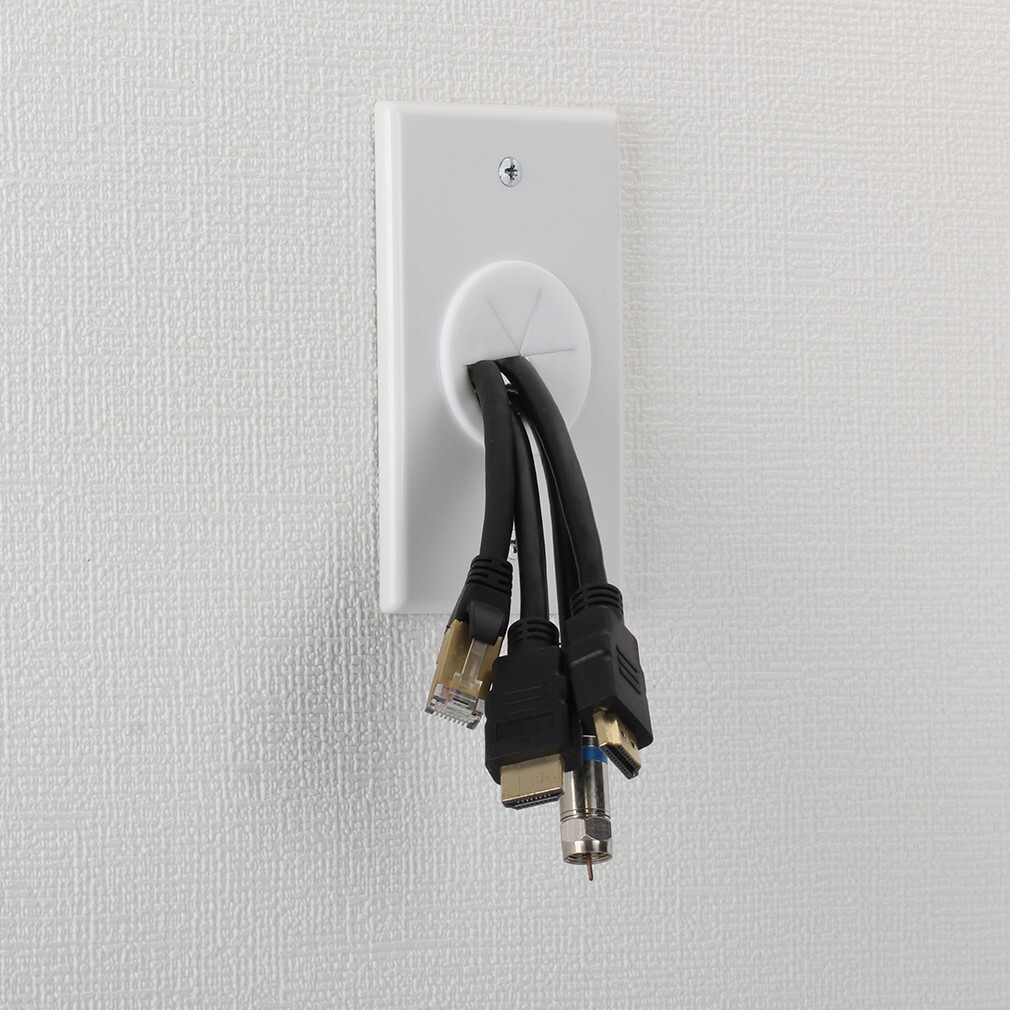 Cable Wall Plate with Low Voltage Mounting Bracket Round Silicone Pass 5 Pack