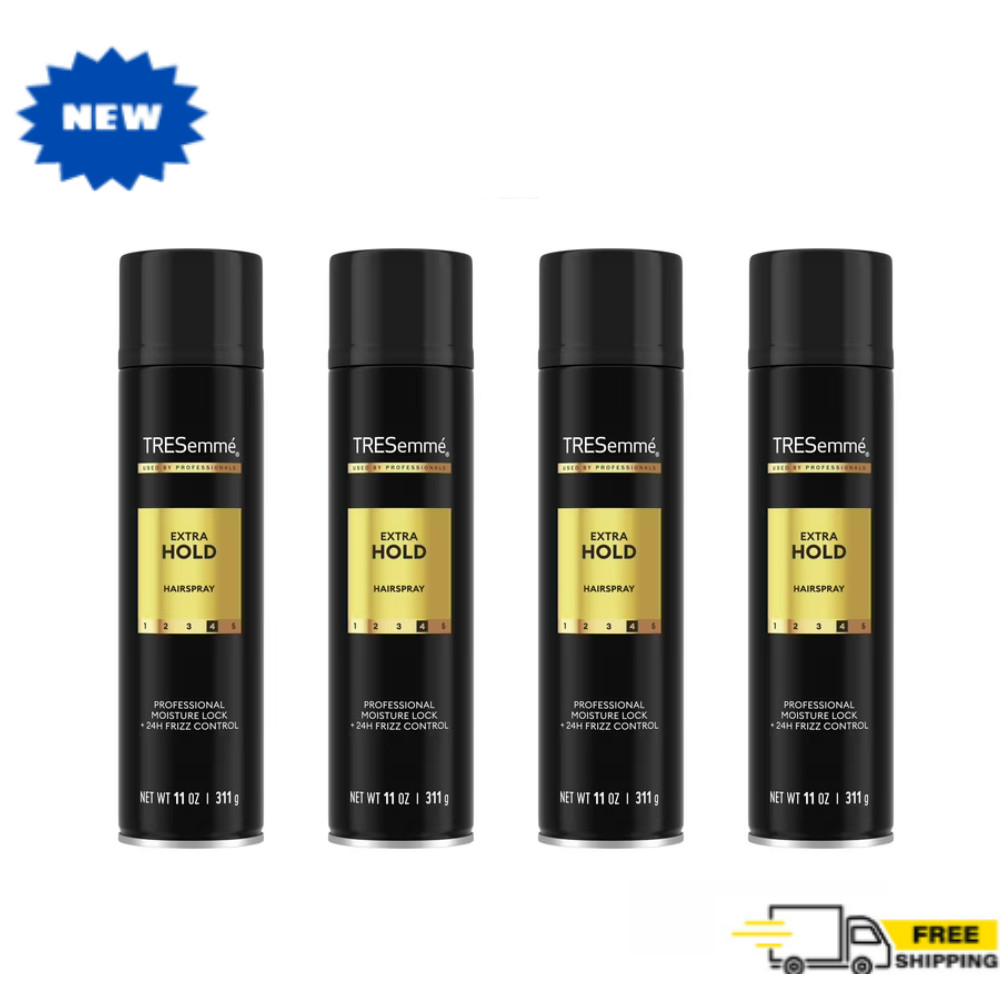 4Pack Tresemme Hairspray Extra Hold w Pro Lock Tech for 24H Frizz Control, 11 oz