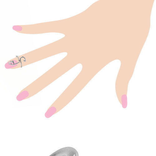 Heart Single CZ Gem Adjustable Nail Ring / Toe Ring Jewelry
