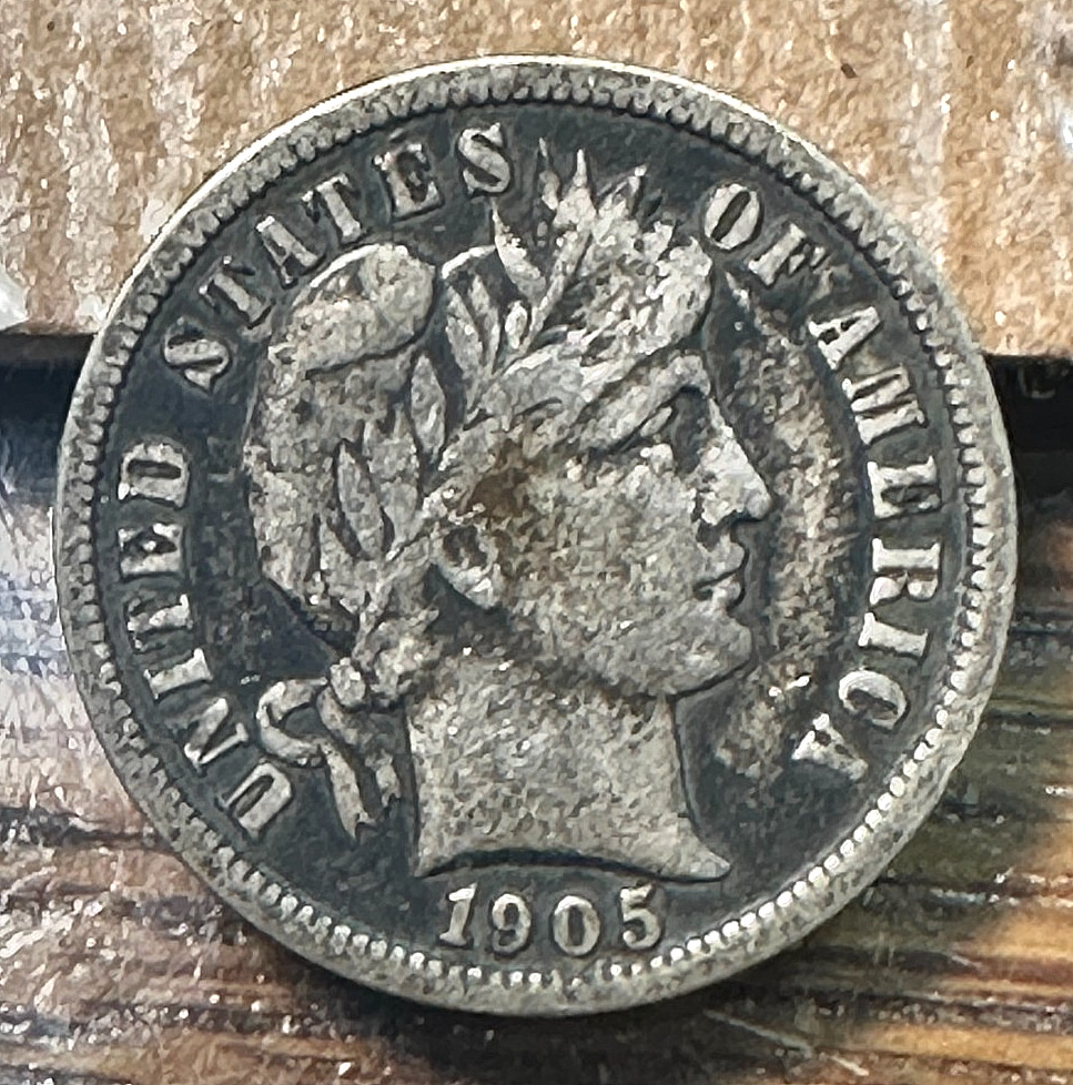 1905-O MIcro O Barber Dime Nice Original XF CHRC