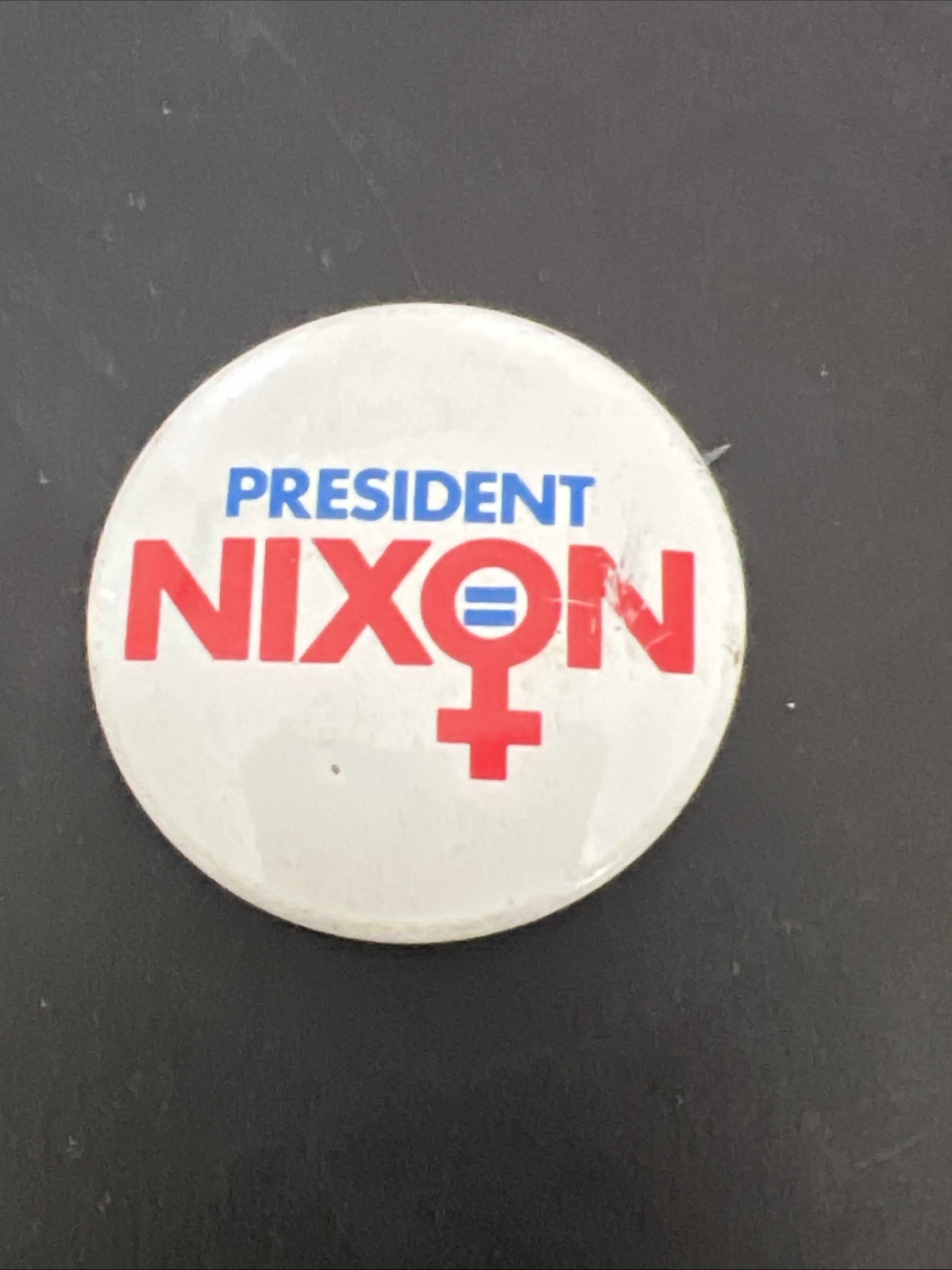 Vintage Coadco Political Pin "PRESIDENT NIXON "  1 1/2  " Women Pinback 1972
