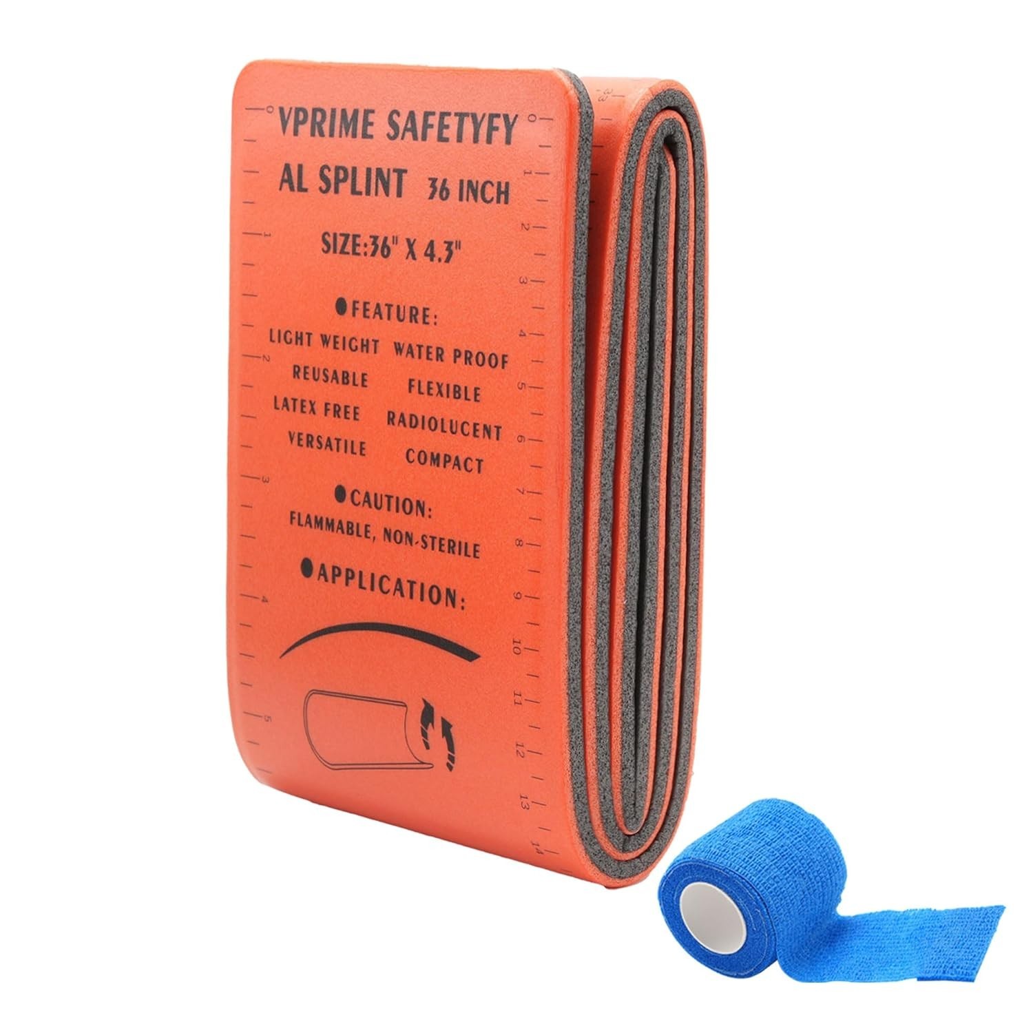 First Aid Splint 36" X 4.3" Orange -Waterproof First Aid Medical Tactical Field