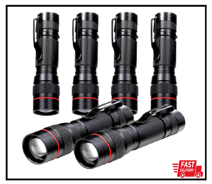 Hilngav 6 Pack Small Mini LED Flashlight, Single Mode Zoomable Flashlights AA Ba