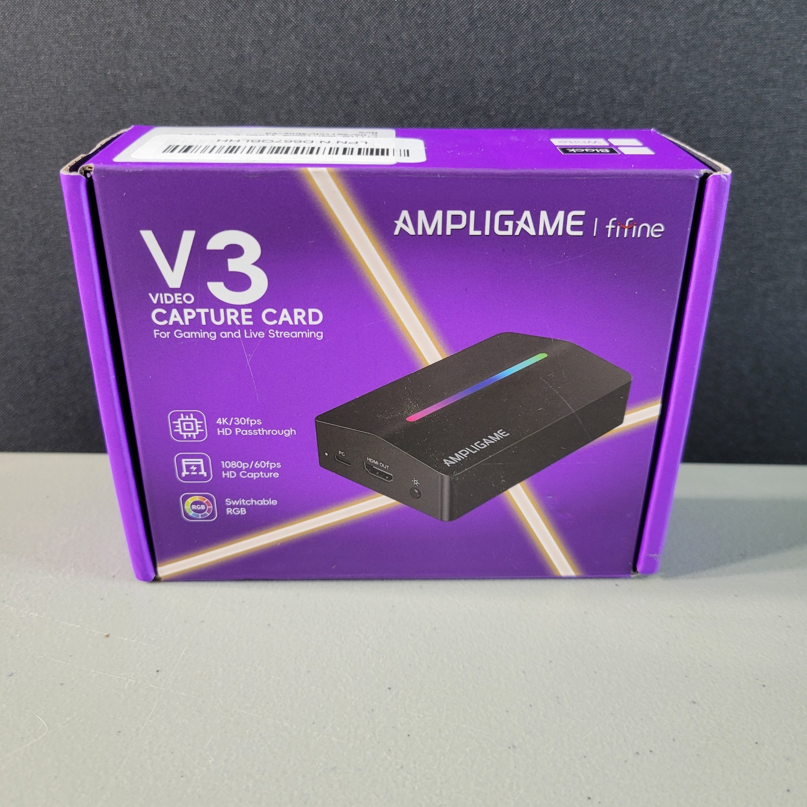 Fifine AmpliGame Video Capture Card HD 1080 60fps for Audio Video, Gaming, Black