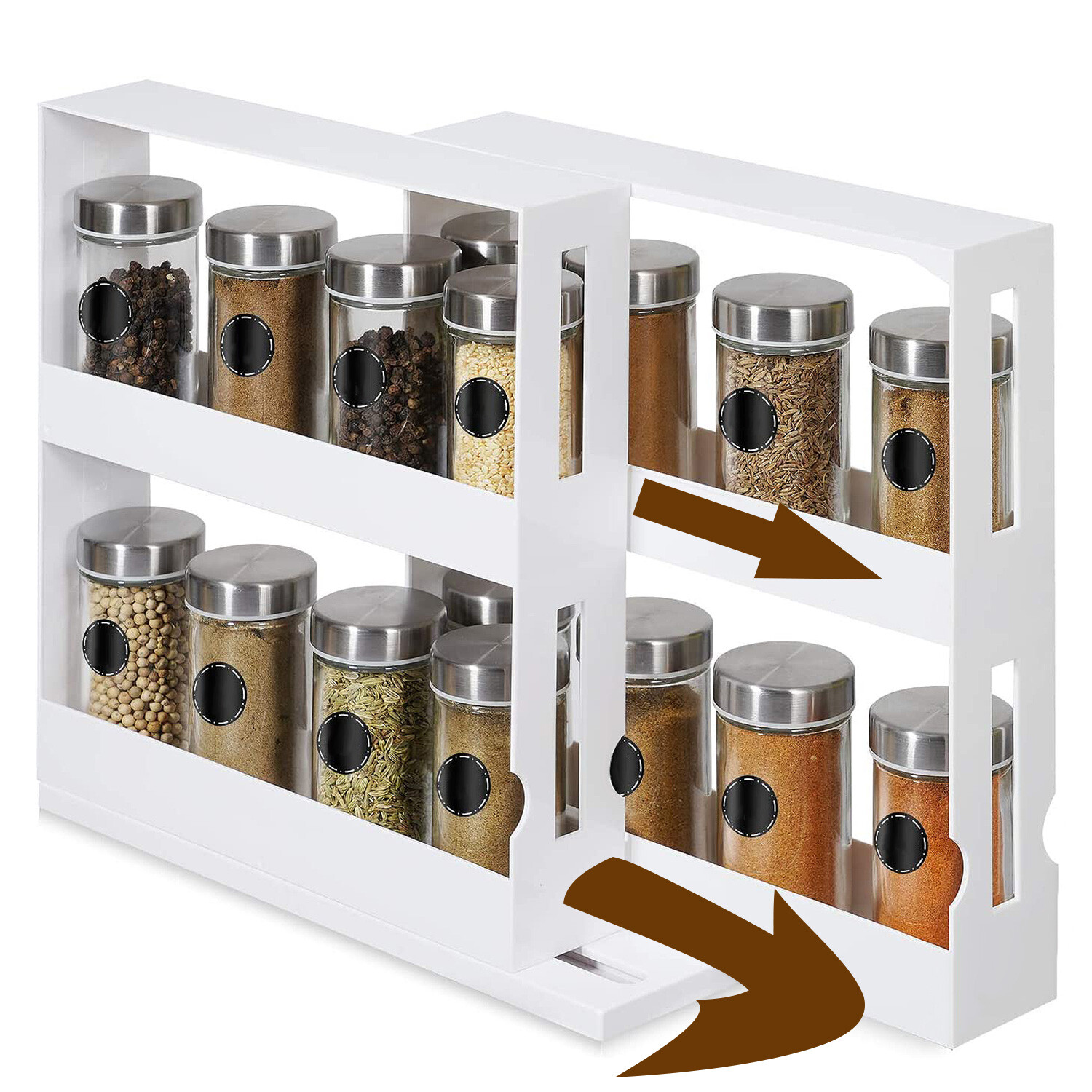 2 Tier Spice Storage Rack Seasoning Storage Holder Rotating Cabinet Shelf Stand