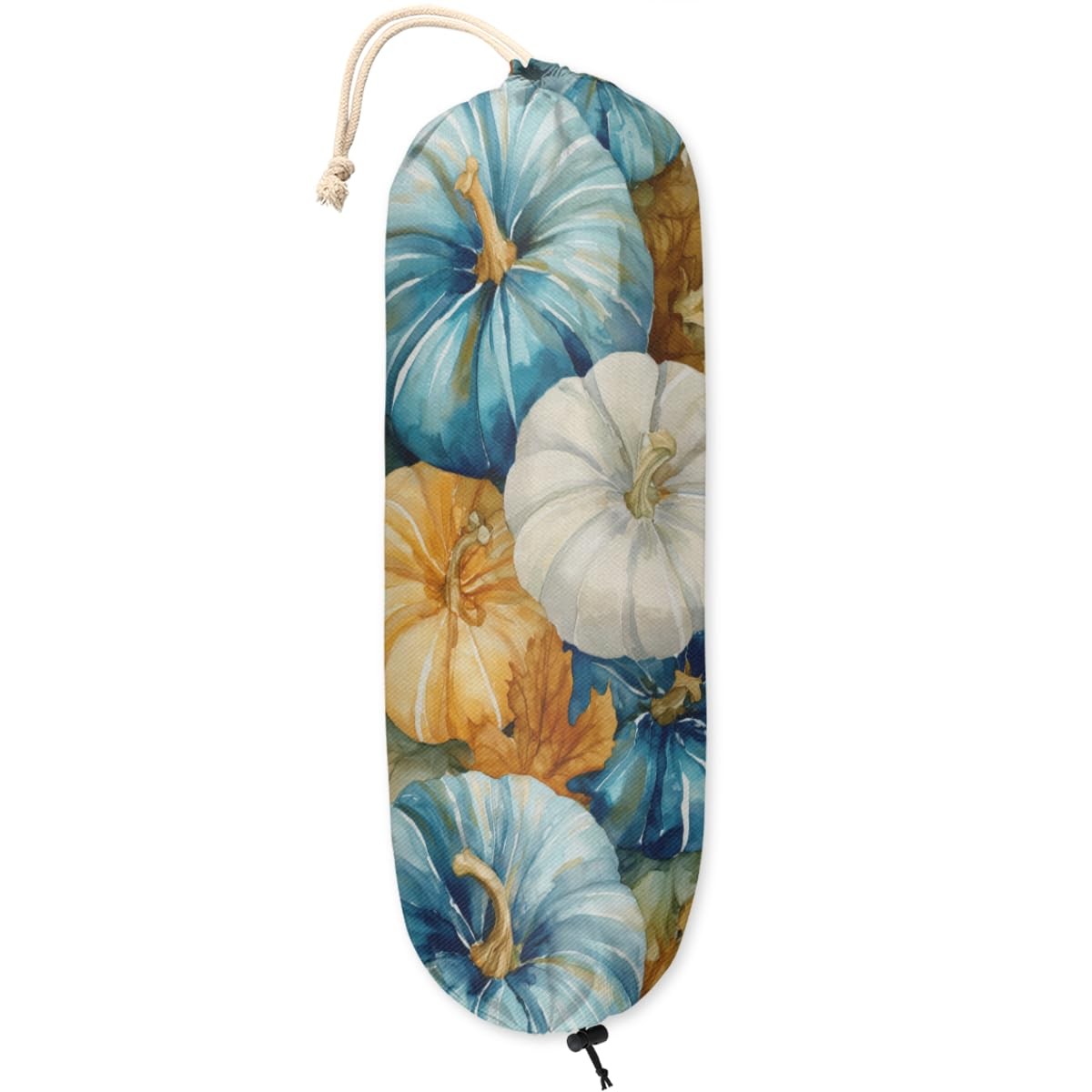 Watercolor Pumpkin Plastic Bag Holder Colorful Fall Grocery Bag Storage Dispe...