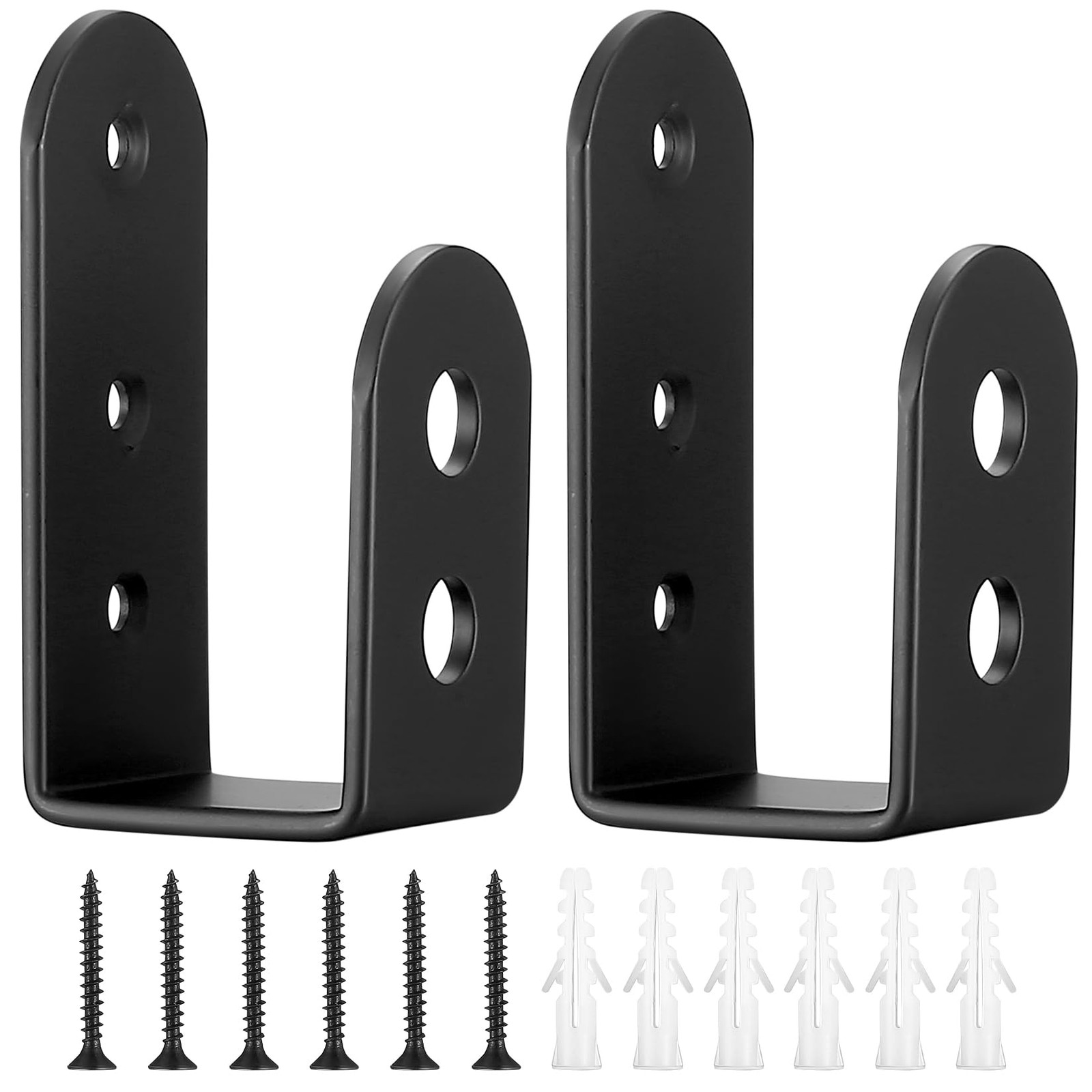 2x4 Door Barricade Brackets, 2 Pcs Security 3.94x1.89x1.57", Round Edge