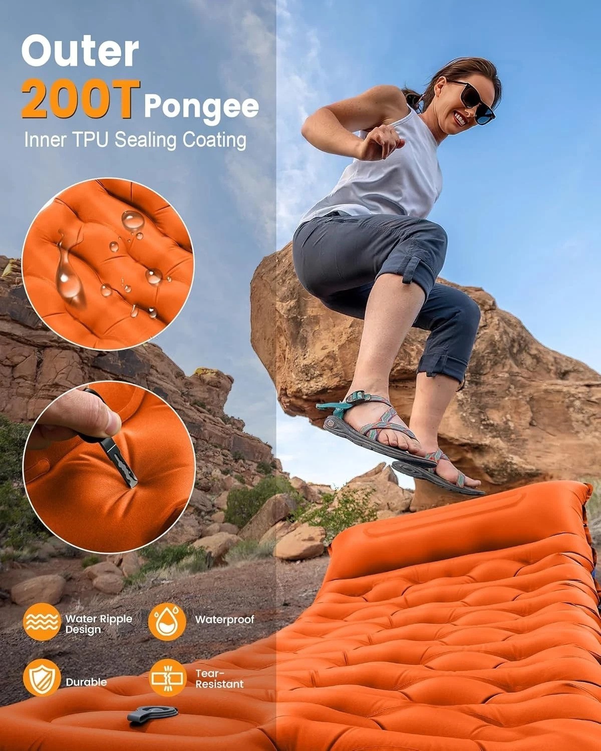 Ultralight & Portable 5.9-Inch Camping Sleeping Pad with Easy Deflation Valve