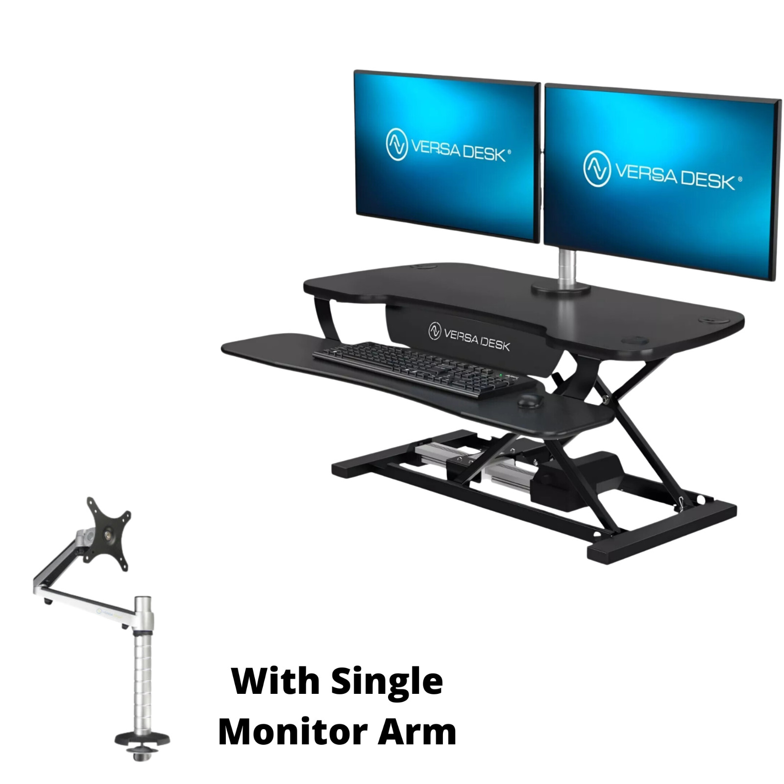 VersaDesk PowerPro 40" Electric Standing Desk Converter w/ OmniView Monitor Arm