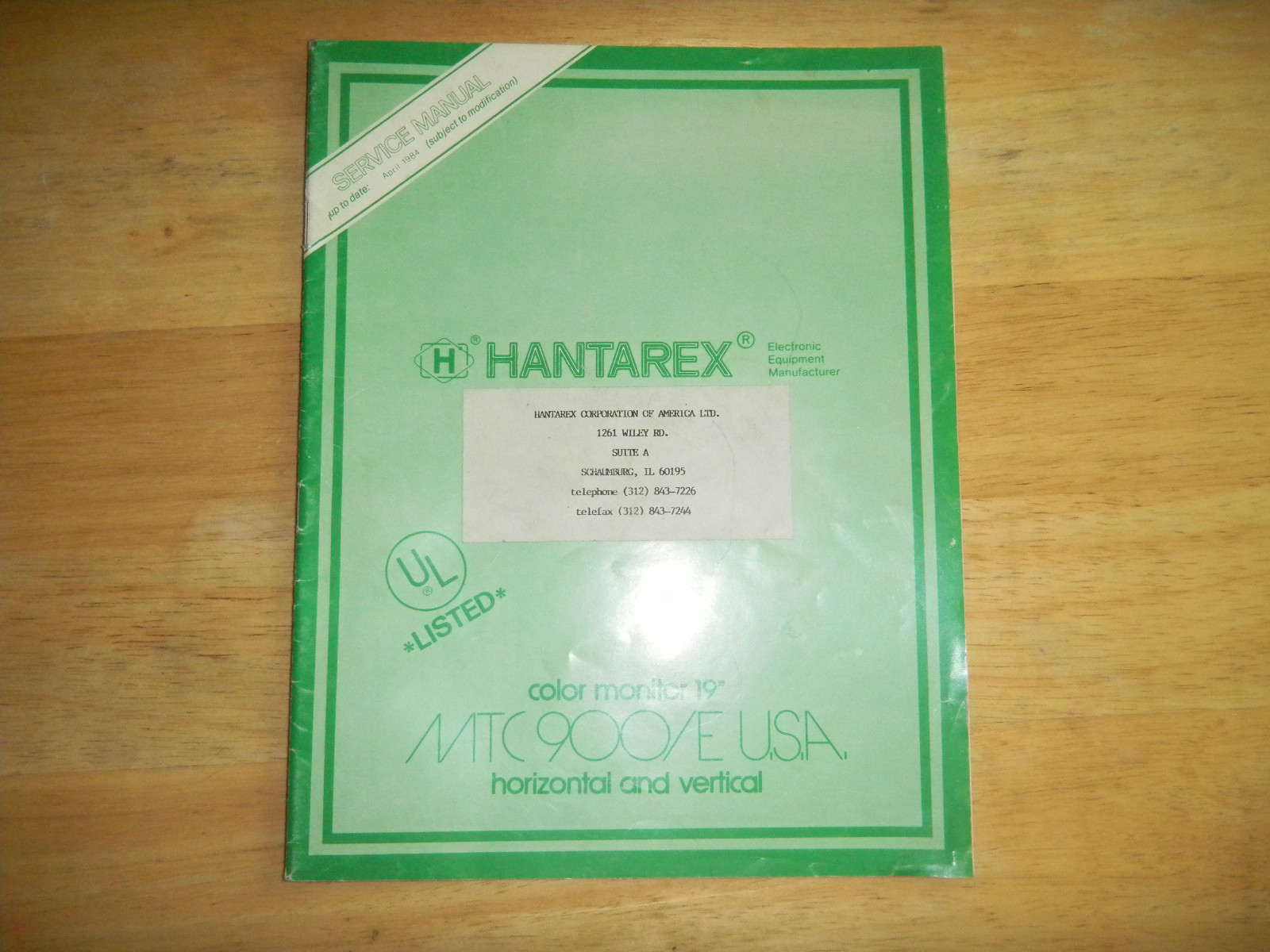 HANTAREX 19'' mtc 9000/e MONITOR video game manual