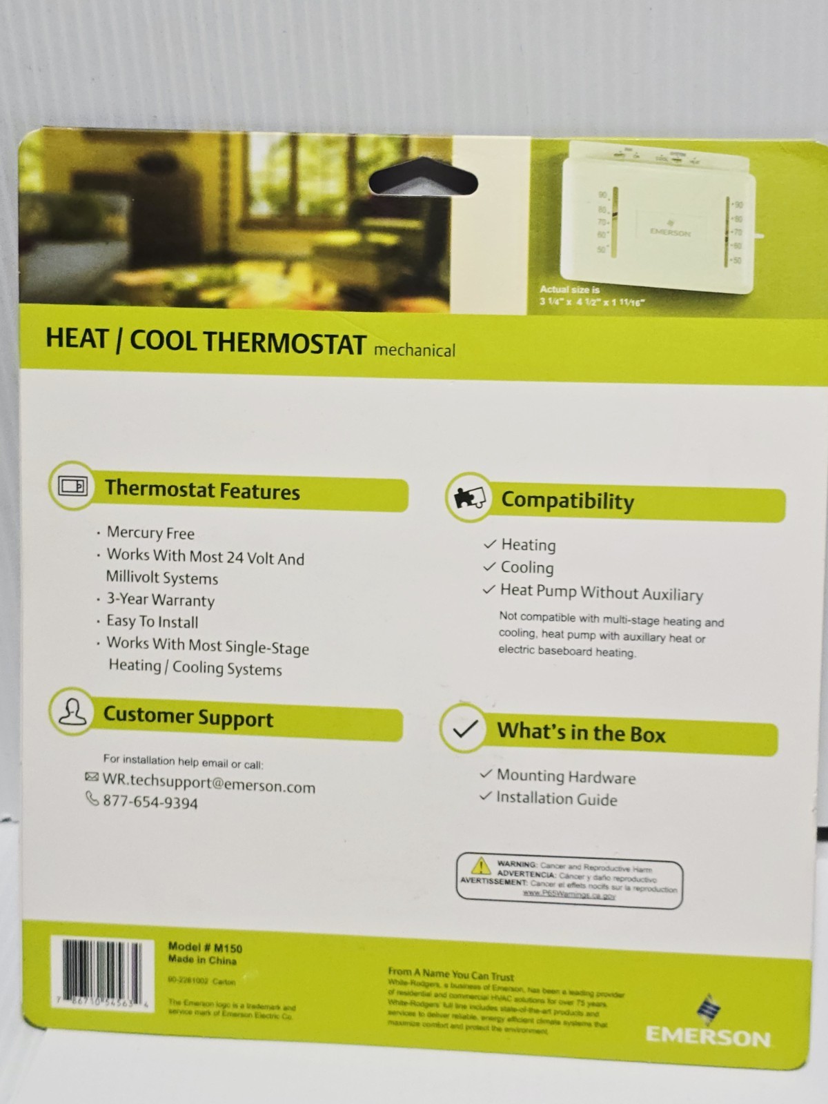 White-Rodgers M150 Non-Programmable Thermostat 24V Heating & Cooling, Mechanical