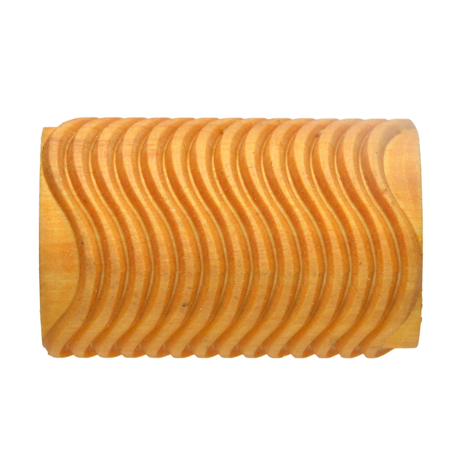 MKM Pottery Tools Wood Large Handle Rollers for Clay (RL-002 Wavy Lines)