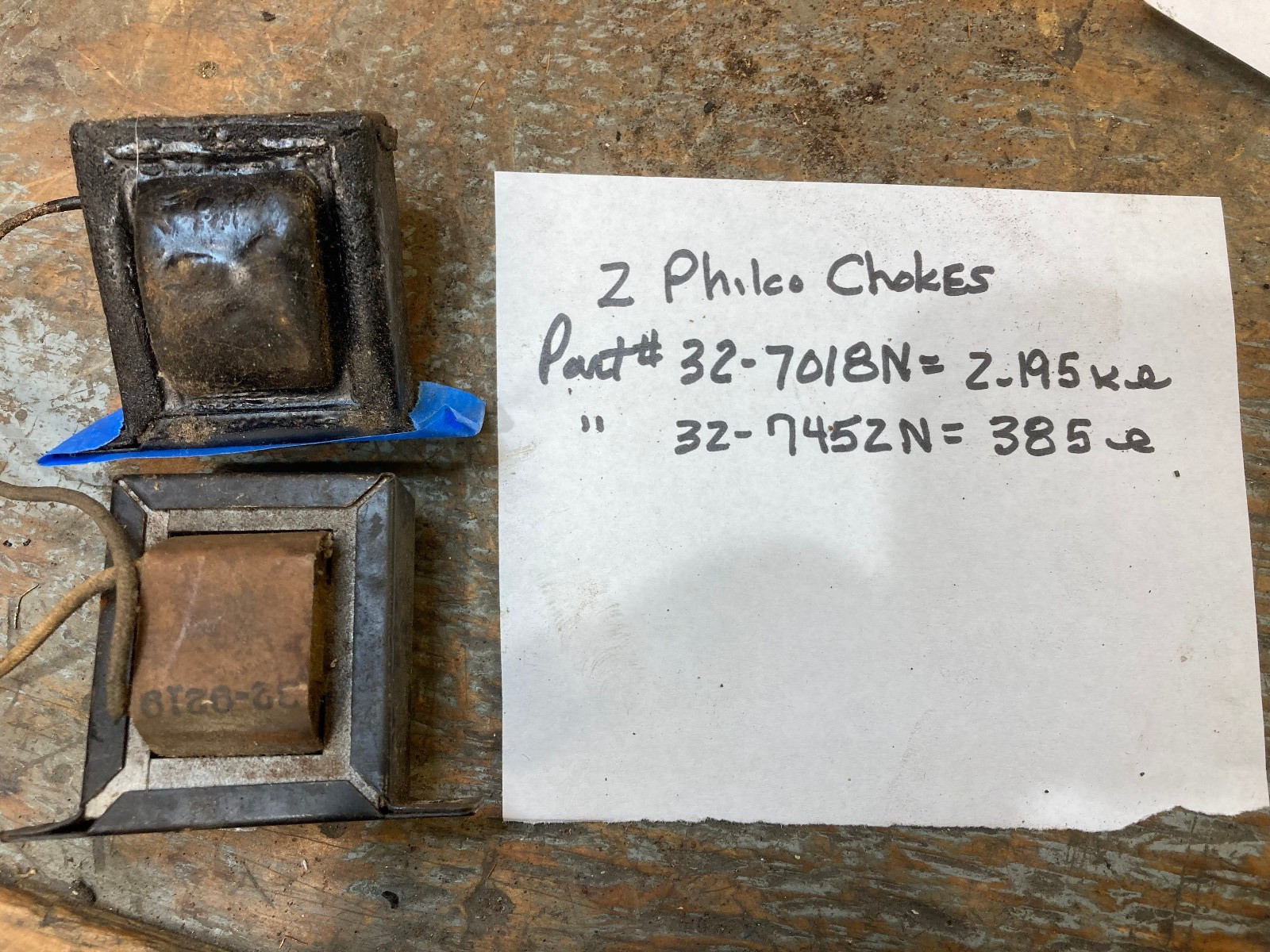 Pair PHILCO radio choke coils