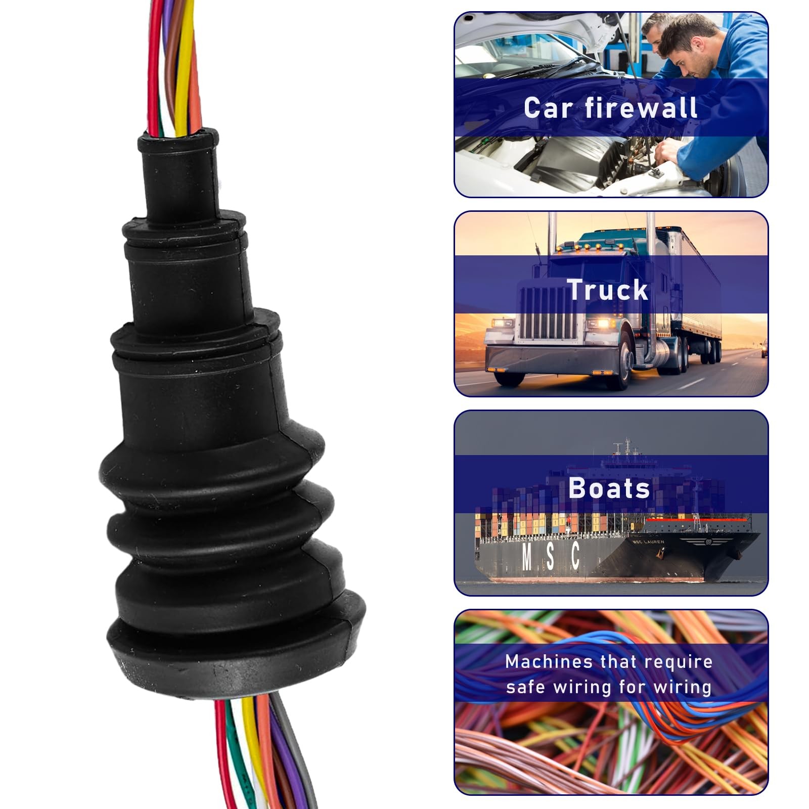 4 PCS Universal Firewall Boot, Rubber Grommets Can Accommodate 3/8 to 1 Inch ...